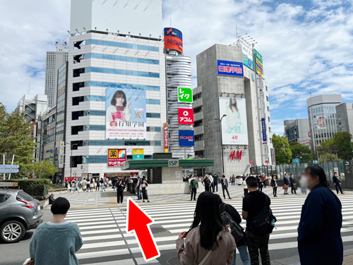 横断歩道を渡る